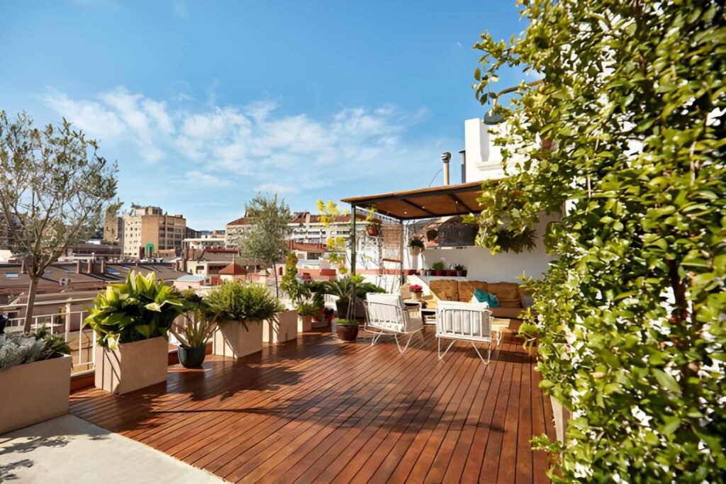 Rooftop Deck of Modern Barcelona Apartment stock photo (2)
